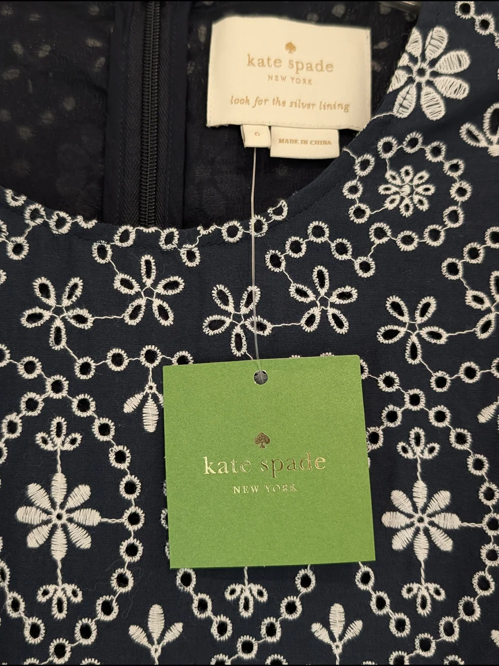 kate spade 100% Cotton Floral Eyelet Ruffle Wrap Dress Size 6 NWT